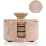 Marble 3.5" Round Coaster Set with Lid