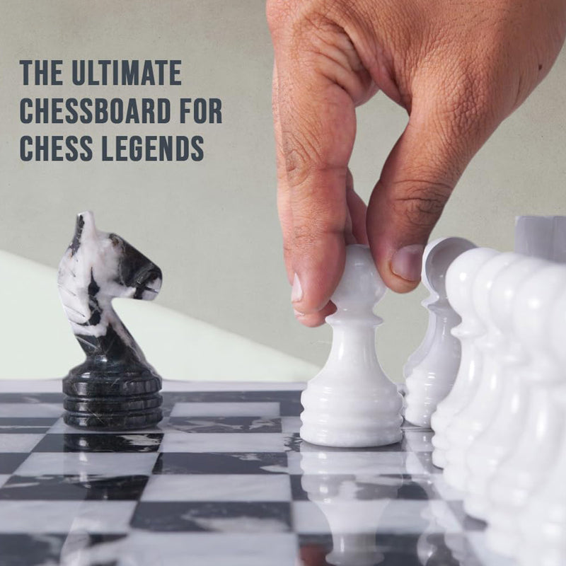 38cm Chess Set Black Zebra And White