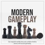 Marble 38cm Chess Set - Black and Oceanic