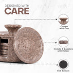 Marble 3.5" Round Coaster Set with Lid