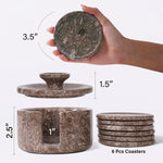 Marble 3.5" Round Coaster Set with Lid