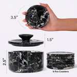 Marble 3.5" Round Coaster Set with Lid