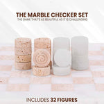 38cm Checkers Set - White and Travertine