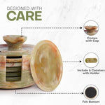 Marble 3.5" Round Coaster Set with Lid