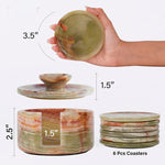 Marble 3.5" Round Coaster Set with Lid