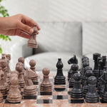 Marble 38cm Chess Set - Marinara & Black
