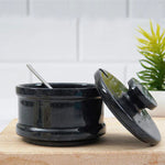 Marble Salt Cellar Elegant Container with Lid and Spoon